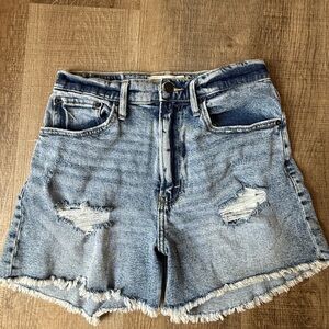 Abercrombie & Fitch Light Blue Distressed Jean Shorts